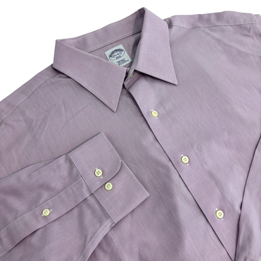 Brooks Brothers 346 Dress Shirt Mens XL Light Purple Non-Iron Cotton Big Tall